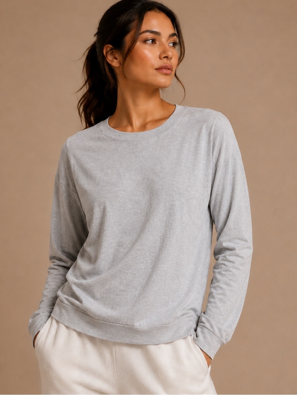 J.Crew Teddie Lavender Gray Lightweight Crewneck Sweater Size Small